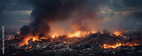 Waste being burned, wide banner © Michal