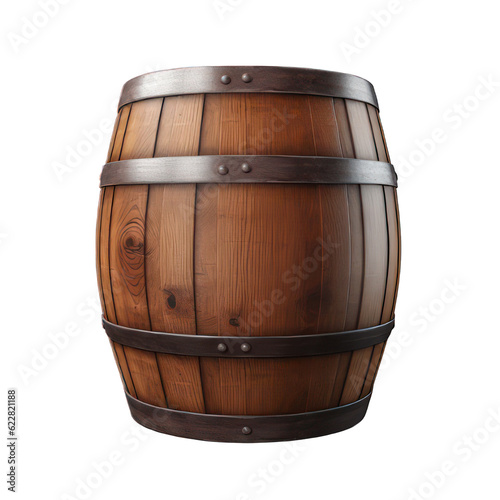 Wooden barrel isolated on white created with Generative AI