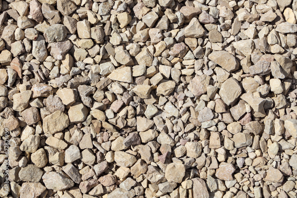 Crushed stone. Small crushed rock, construction material rock, gravel texture