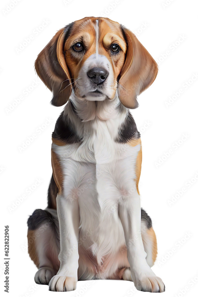 cute young beagle dog isolated on white background for digital art/work