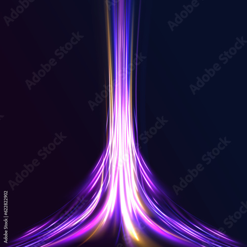 Abstract neon color glowing lines background.	Geometric and dynamic, trendy layout for racing club or sport competition, event poster. Futuristic and motion, race and linear	