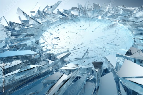 An Image of a Broken Ice Plate, Showcasing Light BluAn Image of a Broken Ice Plate, Showcasing Light Blue and Light Sky-Blue Hues with Fractalpunk, Realistic Hyper-Detail and Sharp Attention to Detail photo