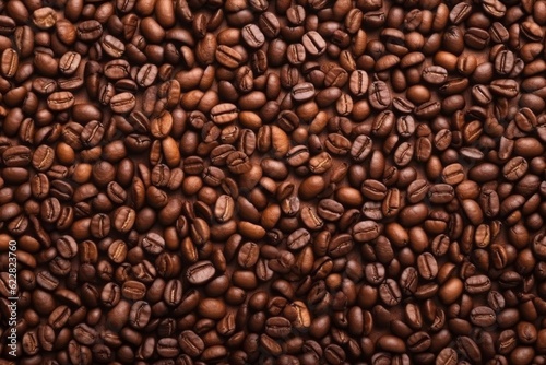 Coffee Bean Texture Background, Showcasing Light Brown and Brown Tones with Realistic Light and Captivating Reflections