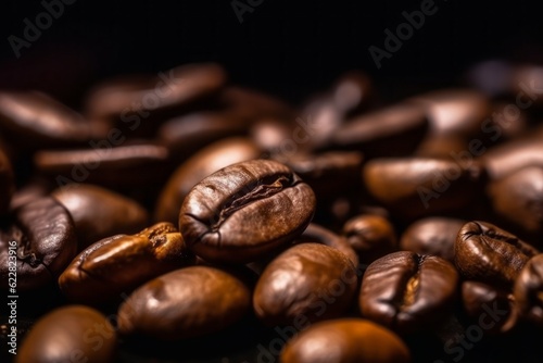 Coffee Bean Texture Background, Showcasing Light Brown and Brown Tones with Realistic Light and Captivating Reflections © Ben