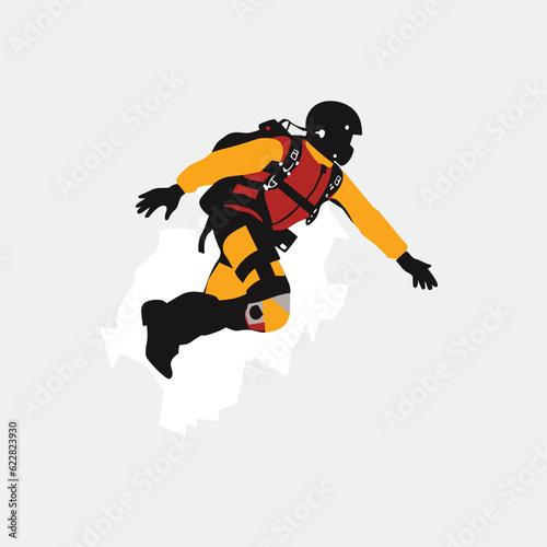 BASE jumping vector flat minimalistic isolated illustration