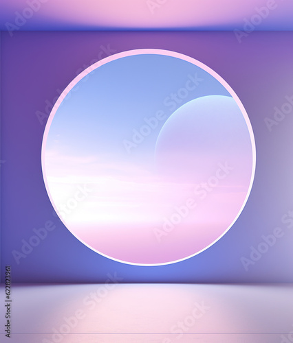 Abstract minimalistic metaverse background in pink and purple tones.