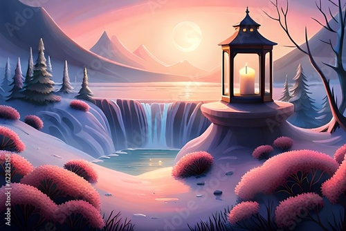 landscape with castle and moon