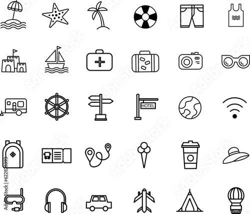 Set of vector icons for travel and vacation