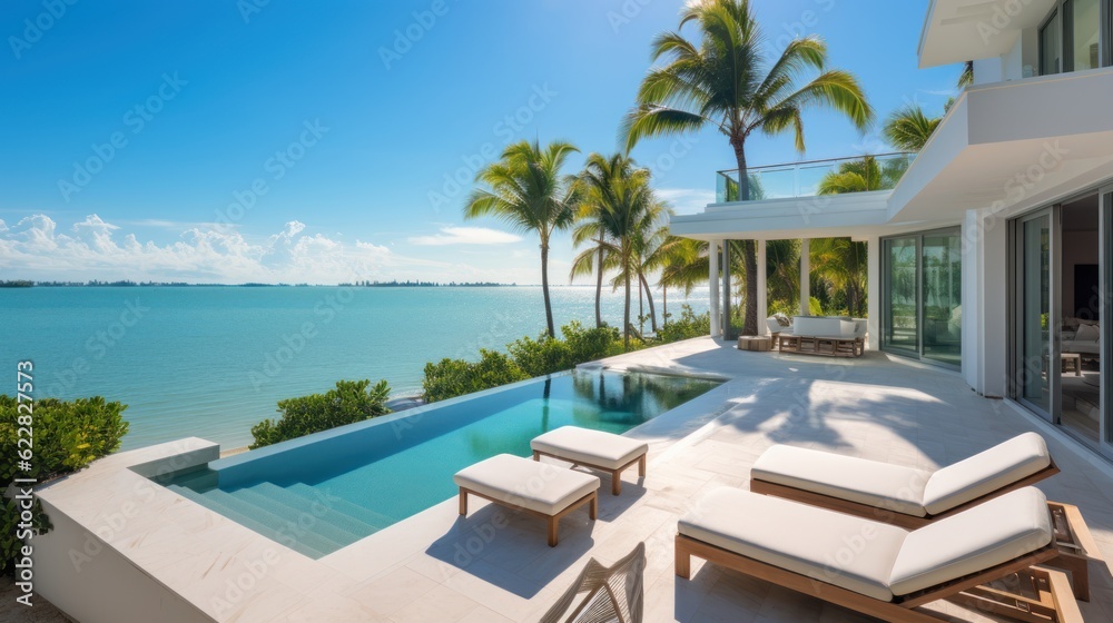 Image showcasing Villa in a prime oceanfront location in Miami, offering stunning views ...