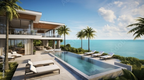 Villa in a prime oceanfront location in Miami, offering stunning views of the Atlantic Ocean and access to beaches