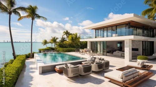Villa in a prime oceanfront location in Miami, offering stunning views of the Atlantic Ocean and access to beaches © Damian Sobczyk