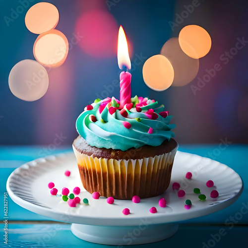 birthday cupcake with candle