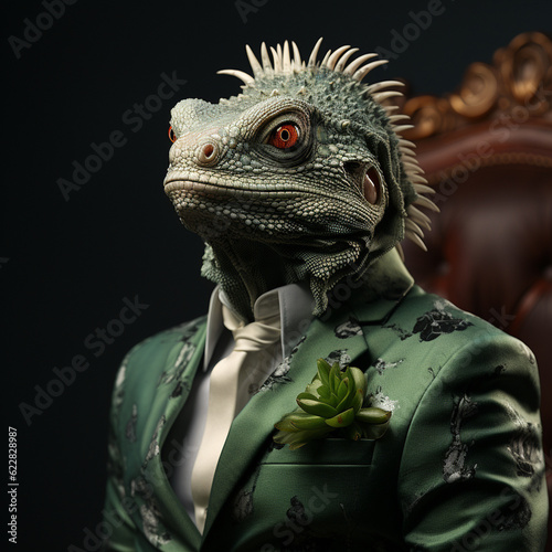 A Lizard wearing clothes like a Boss Art