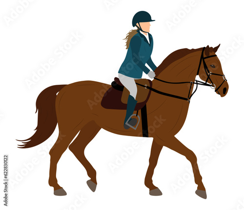 Horse gait and jockey, equestrian sports. Vector illustration