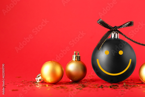 Christmas balls with drawn ...