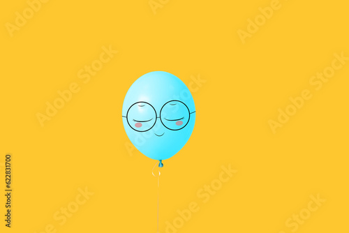 Blue balloon with drawn cut...