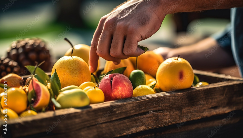 Ripe apples harvested from organic farm, healthy eating generated by AI