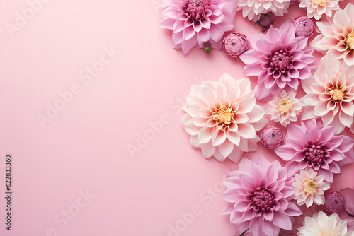 Bouquet of pink dahlias and roses