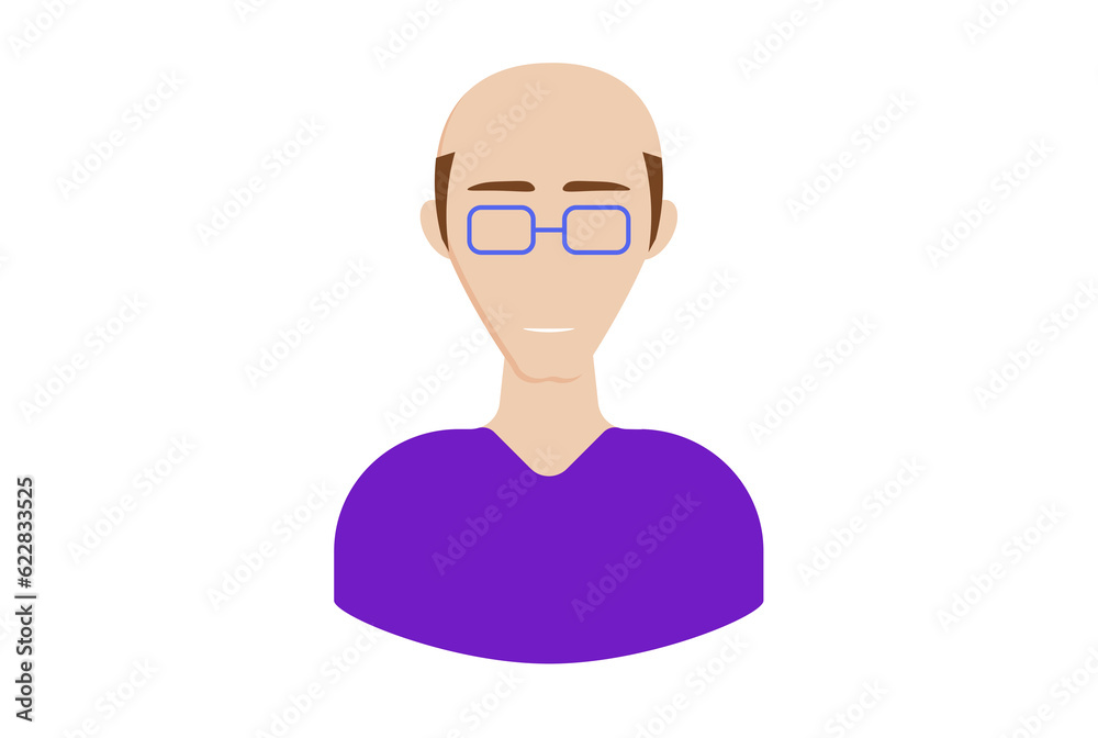 Man with glasses avatar icon character web symbol person app sign Man with glasses avatar icon character web symbol person app sign