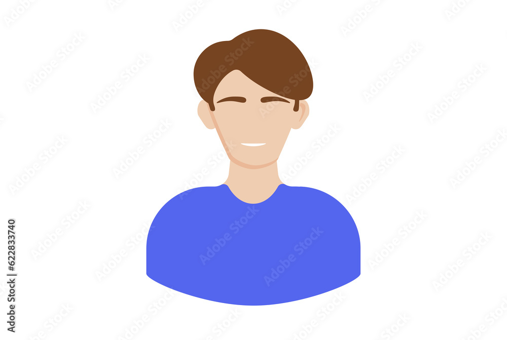 Brunette in a blue shirt avatar icon character web symbol person app sign