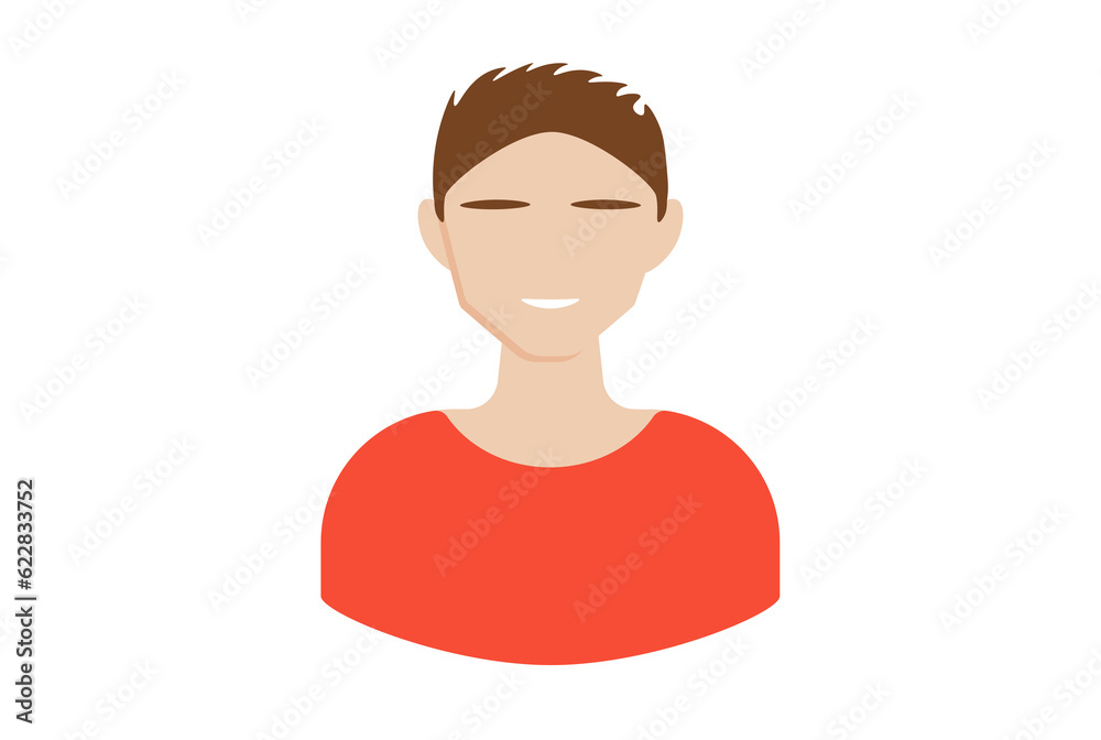 Brunette in a red shirt avatar icon character web symbol person app sign Brunette in a red shirt avatar icon character web symbol person app sign