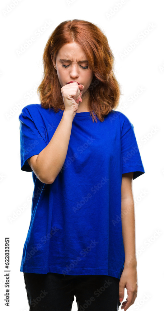 Young beautiful woman over isolated background feeling unwell and coughing as symptom for cold or bronchitis. Healthcare concept. Young beautiful woman over isolated background feeling unwell and coughing as symptom for cold or bronchitis. Healthcare concept.