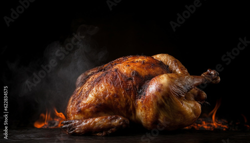 Grilled poultry on wood flame, homemade celebration meal generated by AI © grgroup