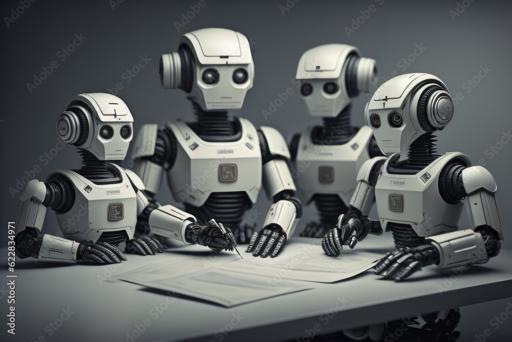 Technological Robots doing Taxes and Working Created with AI Technology Technological Robots doing Taxes and Working Created with AI Technology