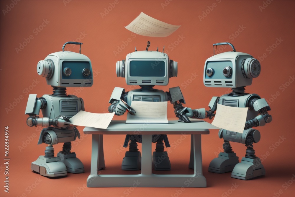 Technological Robots doing Taxes and Working Created with AI Technology Technological Robots doing Taxes and Working Created with AI Technology