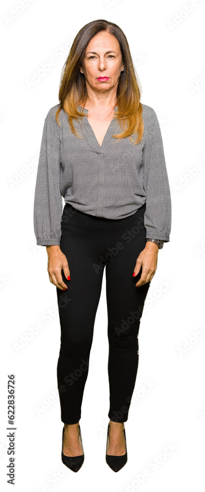 Beautiful middle age business woman skeptic and nervous, frowning upset because of problem. Negative person. Beautiful middle age business woman skeptic and nervous, frowning upset because of problem. Negative person.