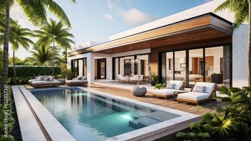 Embrace the tropical climate of Miami by incorporating architectural elements like open - air spaces  large windows  and a seamless indoor outdoor flow