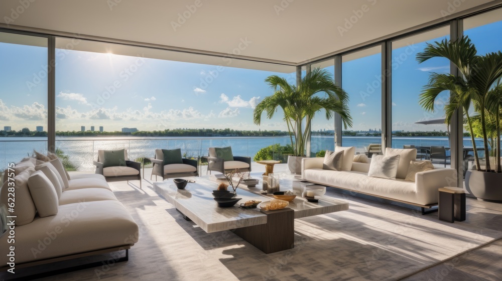 Embrace the tropical climate of Miami by incorporating architectural elements like open - air spaces, large windows, and a seamless indoor outdoor flow