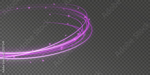 Neon swirl. Curve blue line light effect. Abstract ring background with glowing swirling background. Energy flow tunnel. Blue portal, platform. Magic circle vector. Luminous spiral. round frame