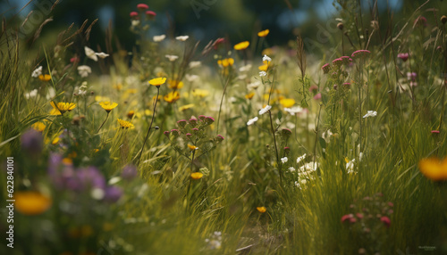 Fresh daisy petals in vibrant meadow landscape generated by AI © grgroup