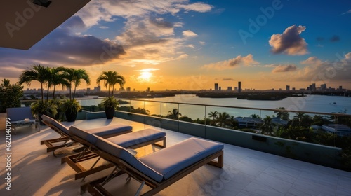 Designated sunset viewing deck on the upper levels of your villa  providing a perfect spot to witness the breathtaking Miami sunset