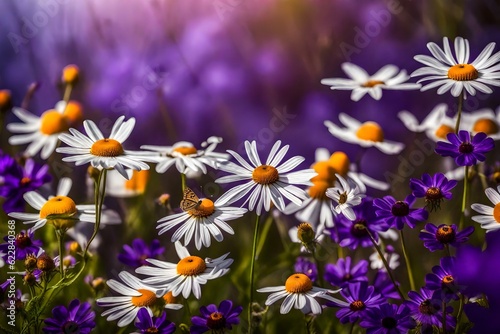 purple and white flowers Generated Ai