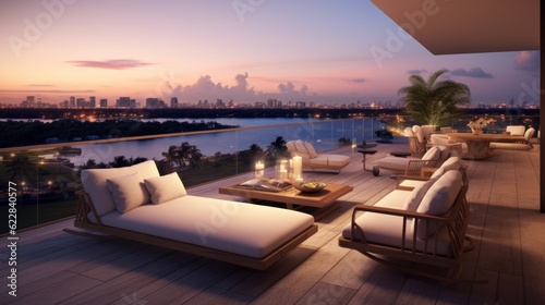 Designated sunset viewing deck on the upper levels of your villa  providing a perfect spot to witness the breathtaking Miami sunset