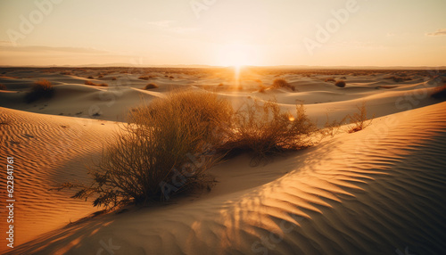 Sunrise over majestic sand dunes in Africa generated by AI
