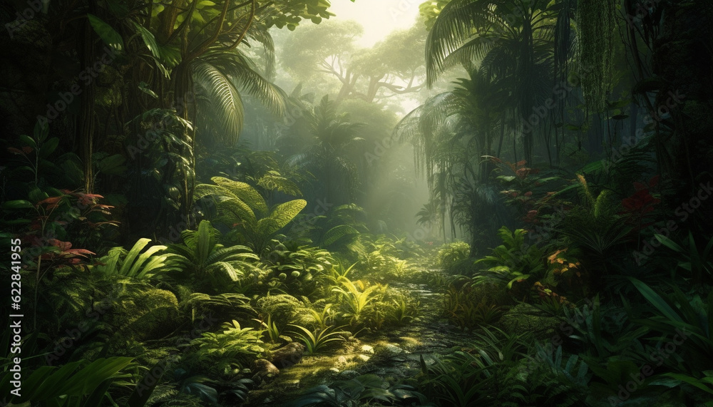 Deep in the tropical rainforest, mystery awaits generated by AI