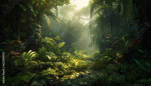 Deep in the tropical rainforest, mystery awaits generated by AI