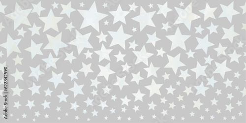 Seamless vector pattern with white stars and grey background. Watercolor illustration. Template for design. Vintage. Retro. Wrapping paper.