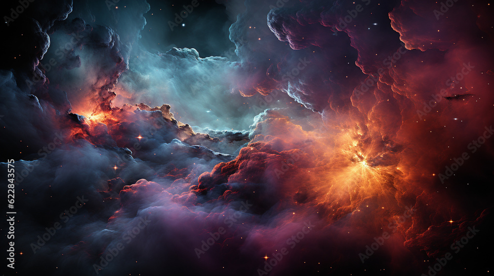 AI generated foto of a space Nebula - obrazy, fototapety, plakaty 