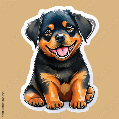 Cute Baby German Shepherd Dog Sticker Art Illustration Vector Design