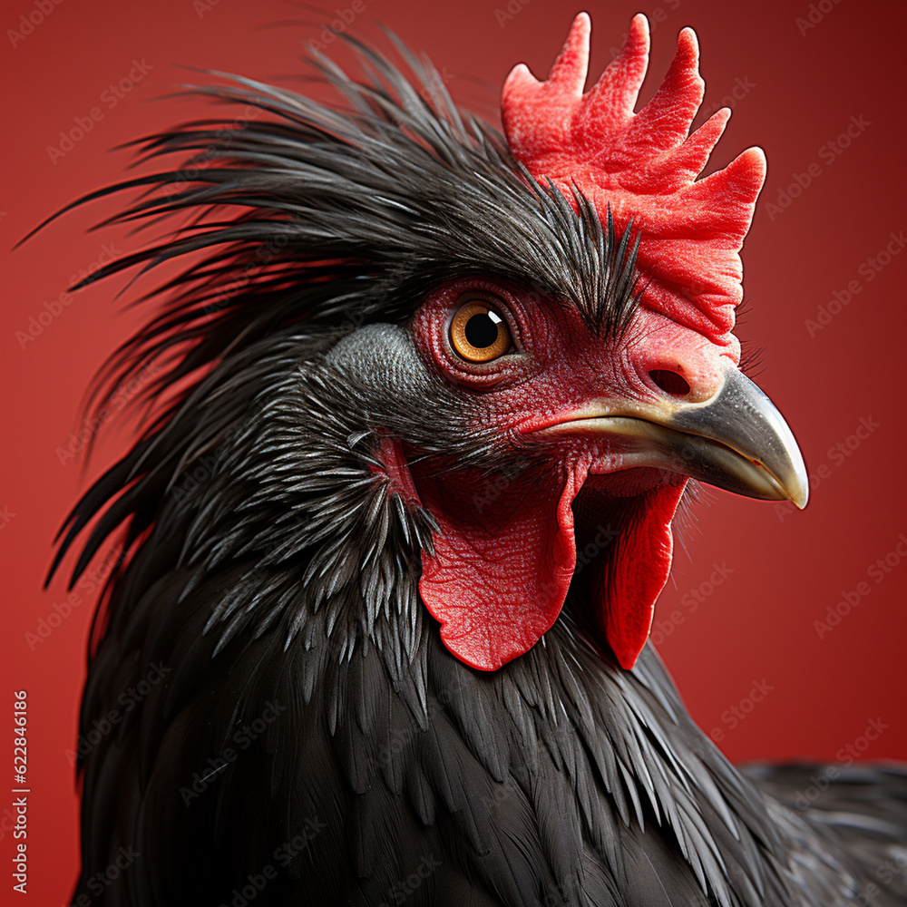 beautiful rooster in a dynamic position