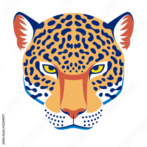 Vector Colorful Jaguar Head Illustration Icon Isolated