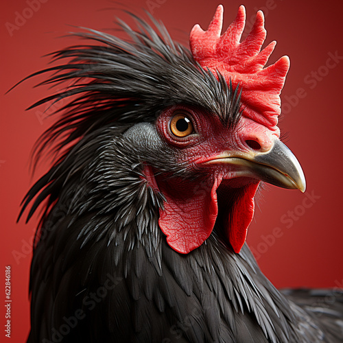 beautiful rooster in a dynamic position photo