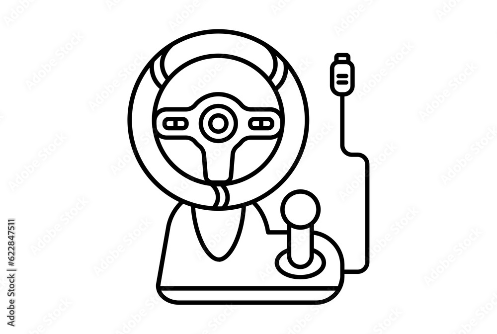 game steering wheel flat icon minimalist technology symbol pc hardware sign artwork