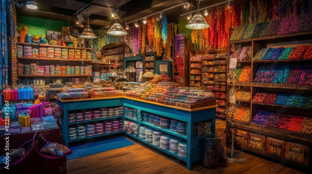 Vibrant Shopping Experience in Istanbul's Colorful Market: Souvenirs, Food, and More at a Unique Retail Store!, generative AIAI Generated