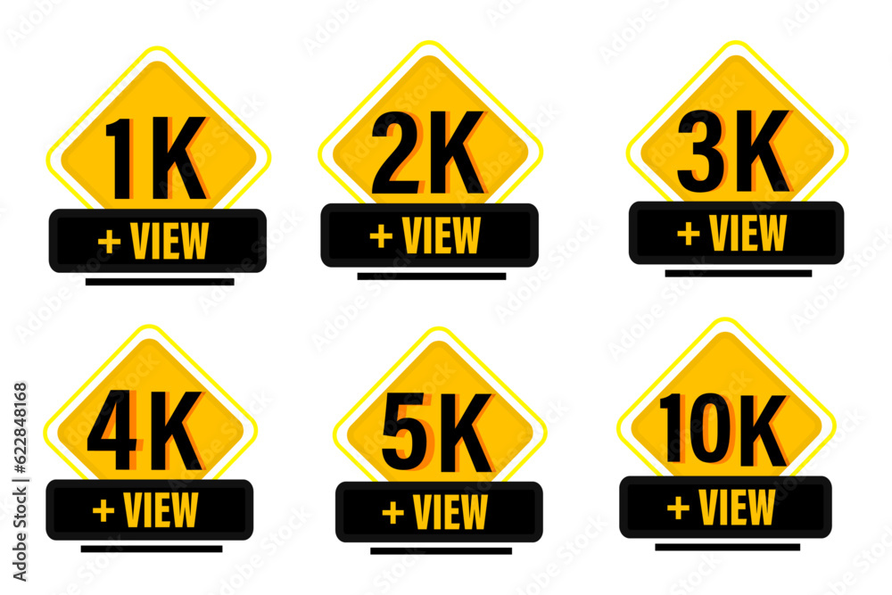 set of 1k - 10k Views YouTube Thumbnail Celebration, vector illustration. set of 1k - 10k Views YouTube Thumbnail Celebration, vector illustration.