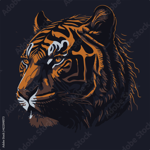 Illustration of silhouette of a tiger face Pixel perfect icon  © CFK
